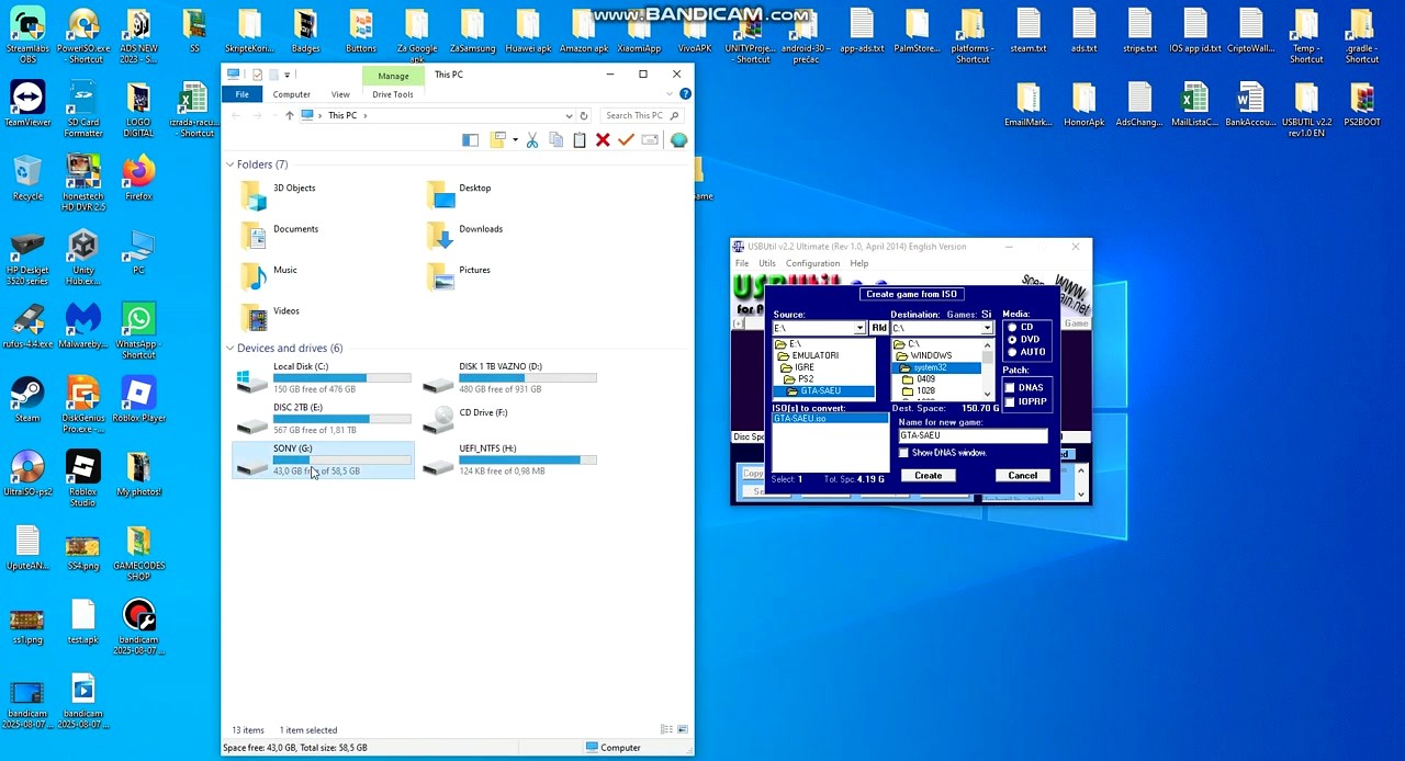 USBUtil Create Game from ISO dialog with file browser